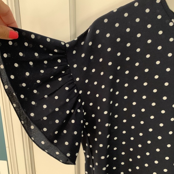 Navy polka dot blouse. - Picture 3 of 3